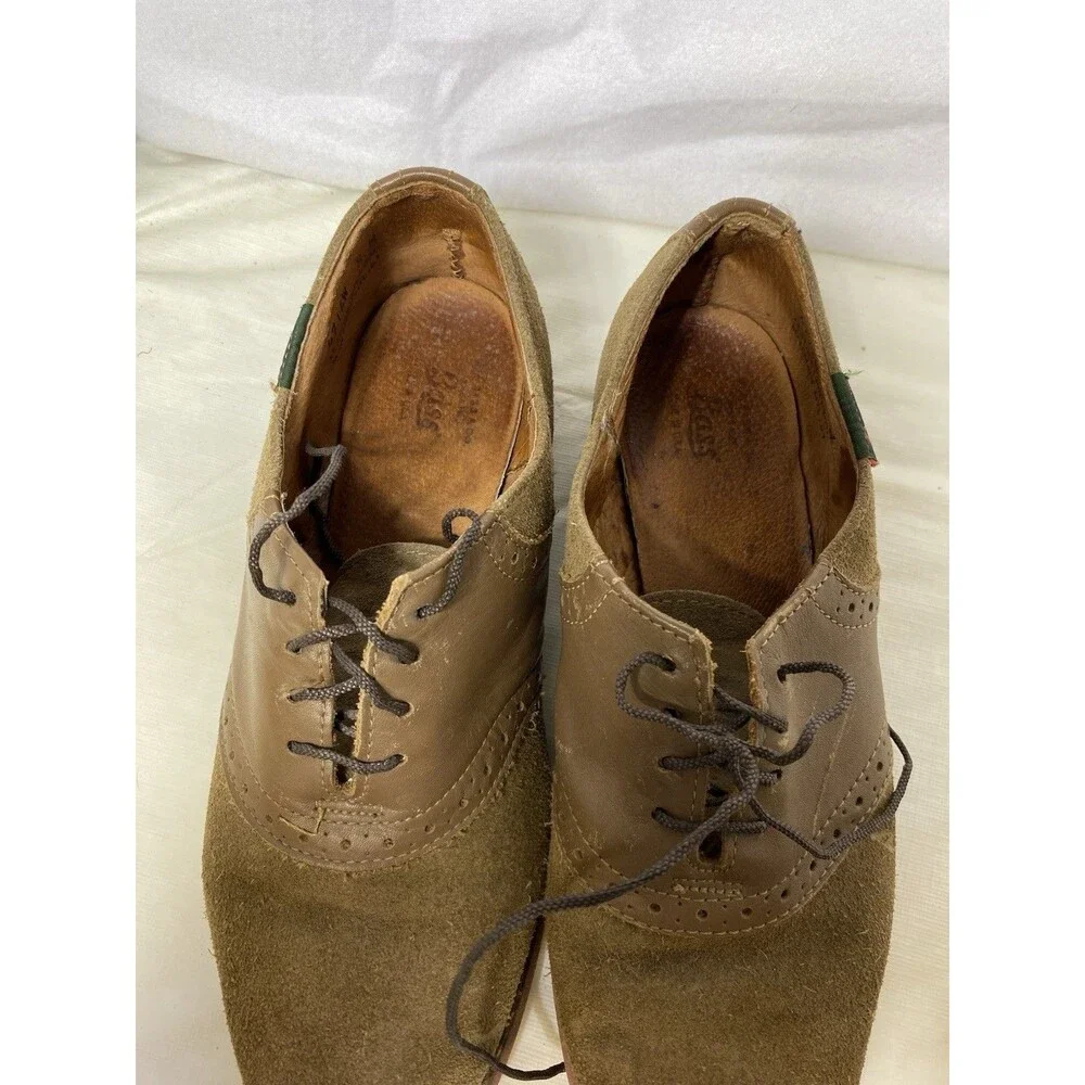 GH Bass Mens Saddle Oxford Size 8 Tan Camel Suede Leather Gum Sole Casual Shoe